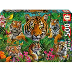 Puzzle 500 pièces - Les tigres dans la jungle - Educa - 48x34cm - Adulte/Enfant