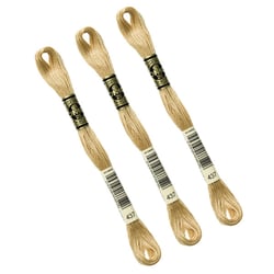 Lot de 3 échevettes 8m DMC Fil à broder mouliné 117 100% coton jaune ocre clair 437