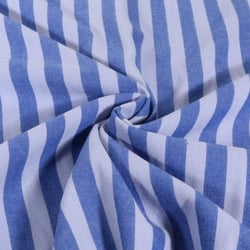 Tissu Coton rayé fil teint Bleu
