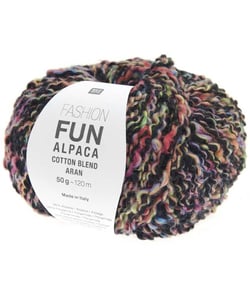 Pelote d'Alpage et de Coton à tricoter Fashion Fun Alpaca Cotton Blend aran - Rico Design 006 Multicolor Noir