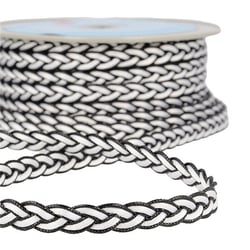 Bobine 15m Galon tressé Blanc/noir 12mm