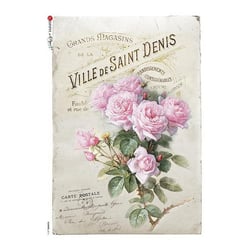 1 feuille de papier de riz 22.5 x 32 cm découpage collage Paper Designs ROSE ROSIER VINTAGE 0315