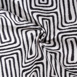 Tissu Jacquard d'ameublement tissé teint Gobi noir sur fond Blanc