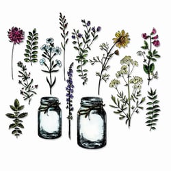 Gabarit de découpe pour machine Sizzix Tim Holtz - Flower Jar - 16 pièces