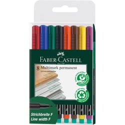 Feutres - Indélébile - Fin - Tous supports - 8 couleurs - Faber-Castell