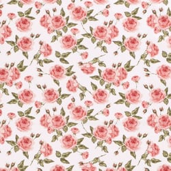 Tissu Coton imprimé Roses Lia sur fond Blanc