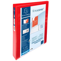 Classeur personnalisable rigide 2 poches KreaCover - 4 anneaux en D 30mm - A4 maxi - Rouge - x 10 - Exacompta