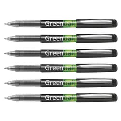 Lot de 6 stylos roller encre liquide Pilot Greenball 7 pointe moyenne noir
