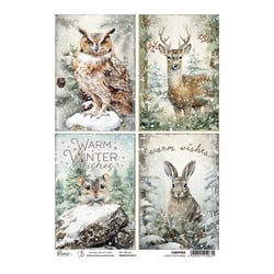 1 feuille de papier de riz 22 x 32 cm Ciao Bella FOREST TALES 565
