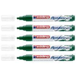 Lot de 5 marqueurs acryliques EDDING - Vert Mousse - Pointe moyenne 2-3 mm