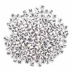 MégaCréa DIY - Perles lettres noir et blanc 0,7 x 0,3 cm 40 g