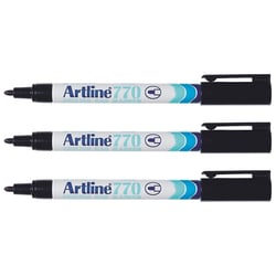 Lot de 3 marqueurs permanents indélébiles pointe conique 1 mm - ARTLINE - Noir - 770