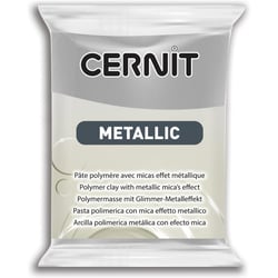 Pâte polymère - Opaque - A cuire - Pâte à modeler - Argent - Bloc de 56g - Cernit - Metallic