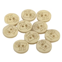 Bouton 2 trous mouton 15mm Beige