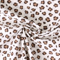 Tissu Popeline de Coton  fauve Ornella sur fond Beige clair - Au mètre