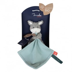 Peluche avec doudou âne en coton bio 15 cm - Maïlou Tradition