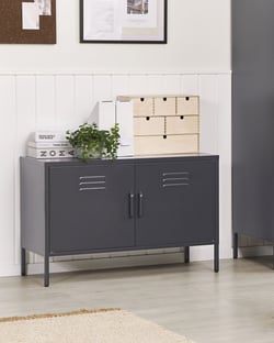 Buffet Moderne Industriel en Acier Noir Durable et Design avec 2 Portes Beliani