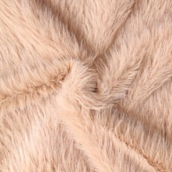 Tissu Fausse fourrure  poils long Flora sur fond Beige
