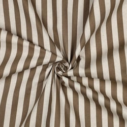 Tissu Toile Canvas enduit aspect Lin rayé Marron