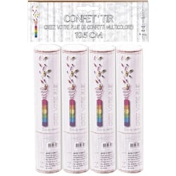 4 Petits Canon à Confettis Multicolores - 10,5 cm