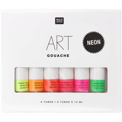 set de 6 tubes de gouache fluo - Rico Design - Orange