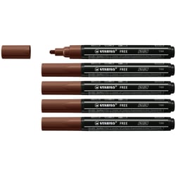 Lot de 5 marqueurs peinture pointe moyenne - STABILO - Marron - FREE acrylic T300