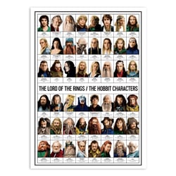 Affiche 50x70 cm - The Lord of the rings and The Hobbit Characters - Olivier Bourdereau