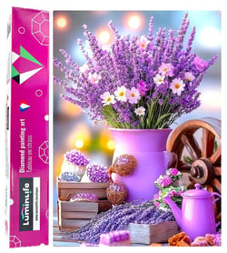 Diamond Painting Broderie Diamant LUMINLIFE 70x50cm, 5D, diamants ronds - Bouquet de lavande
