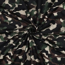 Tissu Popeline de Coton Digital Ted camouflage sur fond Blanc cassé