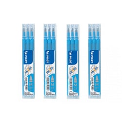 Lot de 4 étuis de 3 recharges FriXion pointe 0,7mm turquoise Pilot