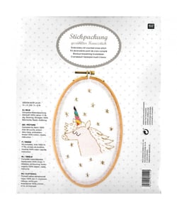 Kit de broderie Licorne avec cadre tambour - Rico Design Or