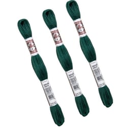 Lot de 3 échevettes 10m DMC Fil retors mat canevas tapisserie 100% coton vert forêt 2500