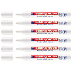 Lot de 6 marqueurs craie liquide EDDING 4095 - Blanc - Pointe ronde 2-3 mm