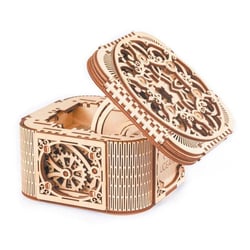 Coffret à bijoux puzzle 3D en bois - GRAINE CREATIVE - 190 pièces - Bois naturel - Boîte à trésors dorée