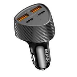 Akashi Chargeur Voiture Fast Charging 50W 2x USB-C / 2x USB  Power Delivery Noir
