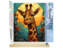 Peinture par Numéro Figured'Art - Girafe Art Déco - Kit de Loisir Créatif DIY Numéro d'Art Complet - 40x50cm toile roulée + châssis en bois à monter