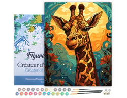 Peinture par Numéro Figured'Art avec Cadre - Girafe Art Déco - Kit de Loisir Créatif DIY Numéro d'Art Complet - 40x50cm toile tendue sur châssis