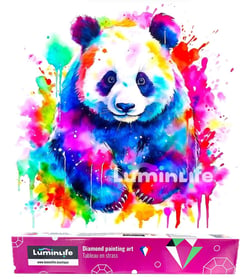 Diamond Painting Broderie Diamant LUMINLIFE 60x60cm, 5D, diamants ronds - Panda en couleurs