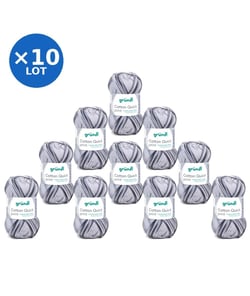 Lot de 10 pelotes COTTON QUICK PRINT de Gründl – 500 g de coton à motifs multicolores certifié Oeko-Tex 194 Noir
