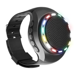 Mini Enceinte Bluetooth Rouge Design Montre Avec Effets Lumineux Et Selfie Noir YONIS