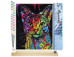 Peinture par Numéro Figured'Art - Chat Fractal Moderne - Kit de Loisir Créatif DIY Numéro d'Art Complet - 40x50cm toile roulée + châssis en bois à monter