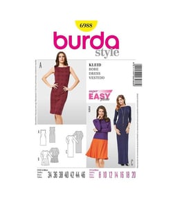 Patron Burda 6988 Robe taille n°FR 34-46