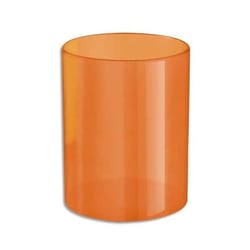 Pot à crayons - Orange - Plastique semi-transparent - 6,8cm diamètre - Bureau - Wonday