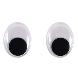 Yeux mobiles en plastique à coller, ø 18 mm, 10 pces, ovale, noir / blanc
