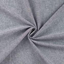 Tissu Lin Coton rayé blanc sur fond Bleu chiné