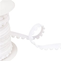 Bobine 25m élastique à pompons blanc 13mm