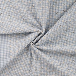 Tissu Seersucker brodé Carreaux Rayures Bleu