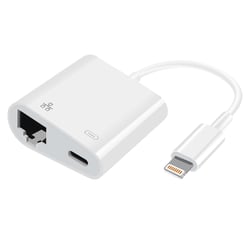Adaptateur Lightning vers Ethernet + Lightning Charge Connexion Internet Blanc