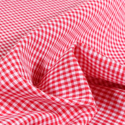 Tissu Rayures Mini carreaux 3 mm Rouge