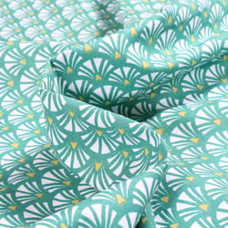 Tissu Coton imprimé Arty Yazo sur fond Vert émeraude